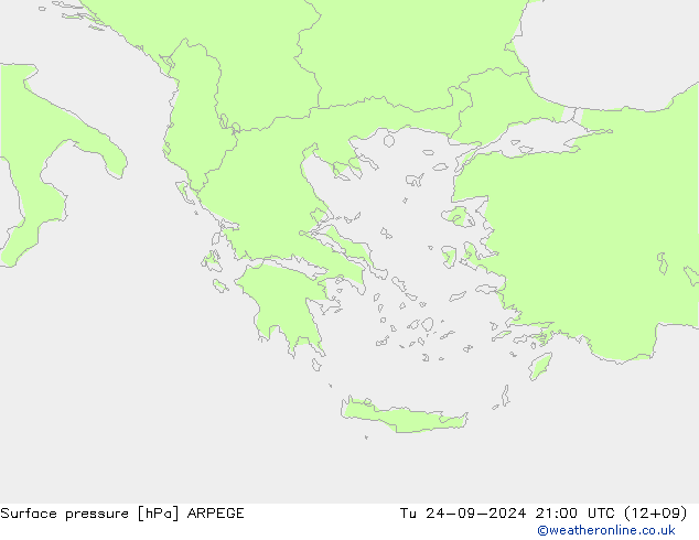 Surface pressure ARPEGE Tu 24.09.2024 21 UTC