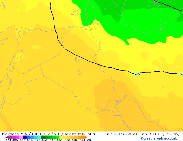 Thck 500-1000hPa ARPEGE Fr 27.09.2024 18 UTC