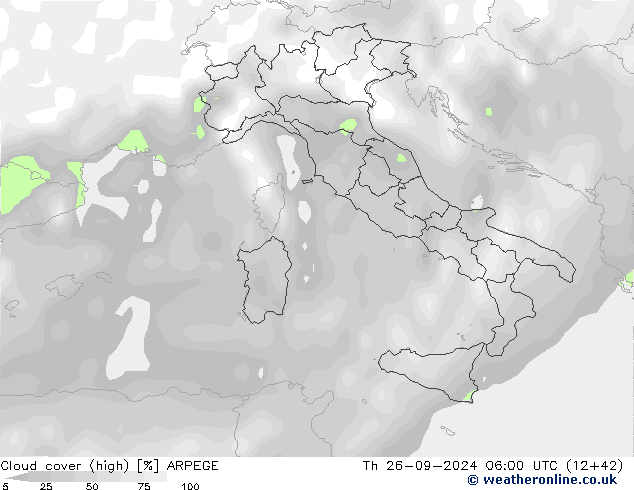 облака (средний) ARPEGE чт 26.09.2024 06 UTC