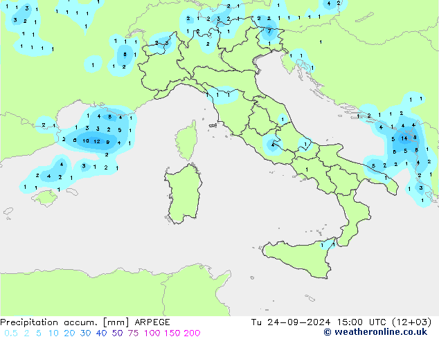 Nied. akkumuliert ARPEGE Di 24.09.2024 15 UTC