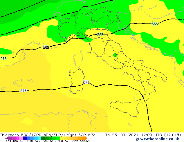 Thck 500-1000hPa ARPEGE Th 26.09.2024 12 UTC