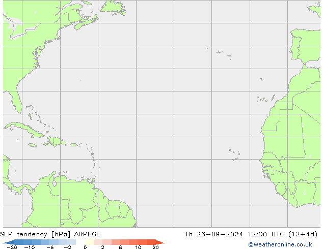 SLP tendency ARPEGE Čt 26.09.2024 12 UTC