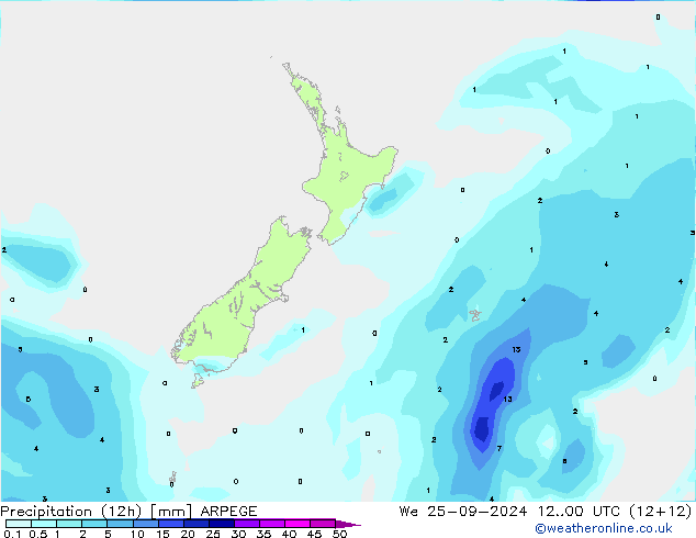 Precipitation (12h) ARPEGE We 25.09.2024 00 UTC