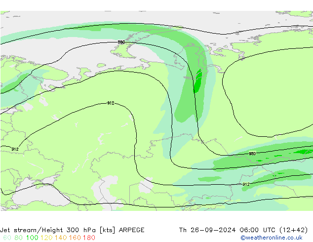 Courant-jet ARPEGE jeu 26.09.2024 06 UTC