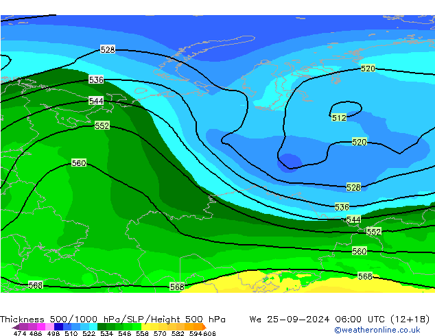 Thck 500-1000hPa ARPEGE We 25.09.2024 06 UTC