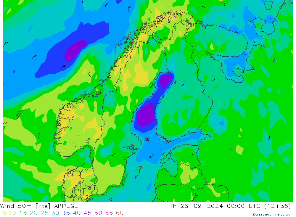  50 m ARPEGE  26.09.2024 00 UTC