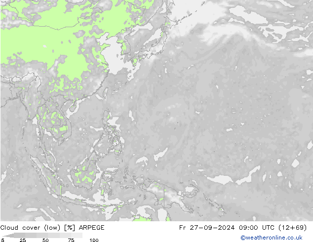 Nubes bajas ARPEGE vie 27.09.2024 09 UTC