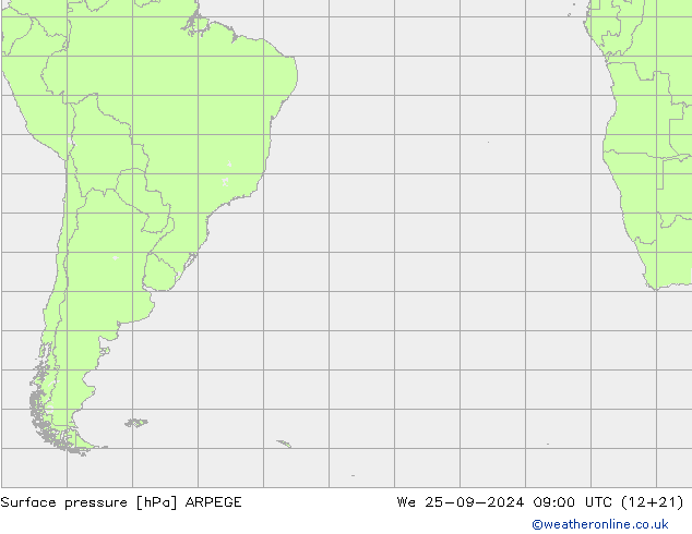 приземное давление ARPEGE ср 25.09.2024 09 UTC