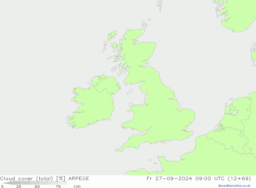 nuvens (total) ARPEGE Sex 27.09.2024 09 UTC