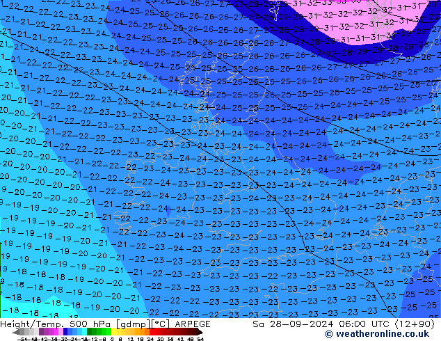 Height/Temp. 500 hPa ARPEGE  28.09.2024 06 UTC