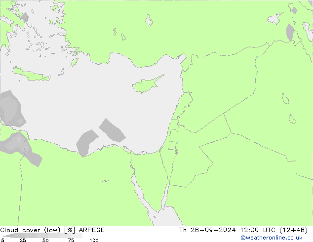 Cloud cover (low) ARPEGE Th 26.09.2024 12 UTC