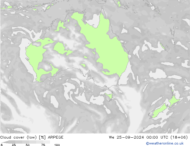 облака (низкий) ARPEGE ср 25.09.2024 00 UTC