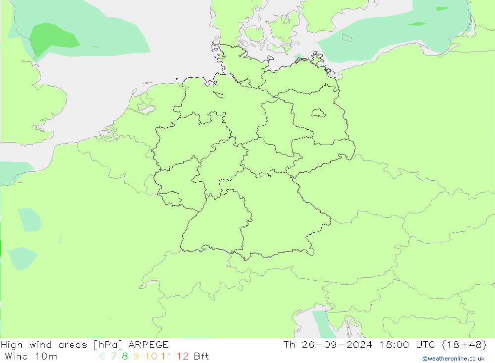 Sturmfelder ARPEGE Do 26.09.2024 18 UTC