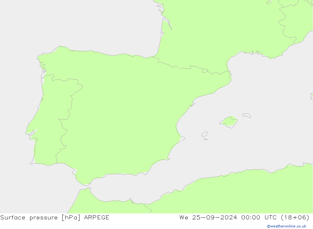 приземное давление ARPEGE ср 25.09.2024 00 UTC