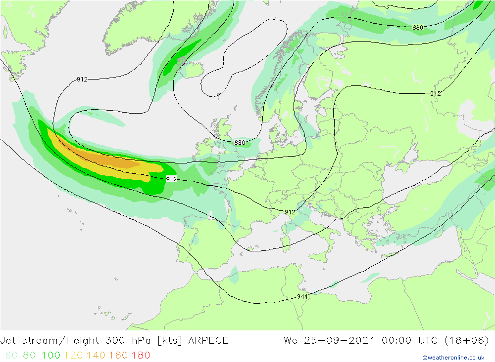 Jet Akımları ARPEGE Çar 25.09.2024 00 UTC