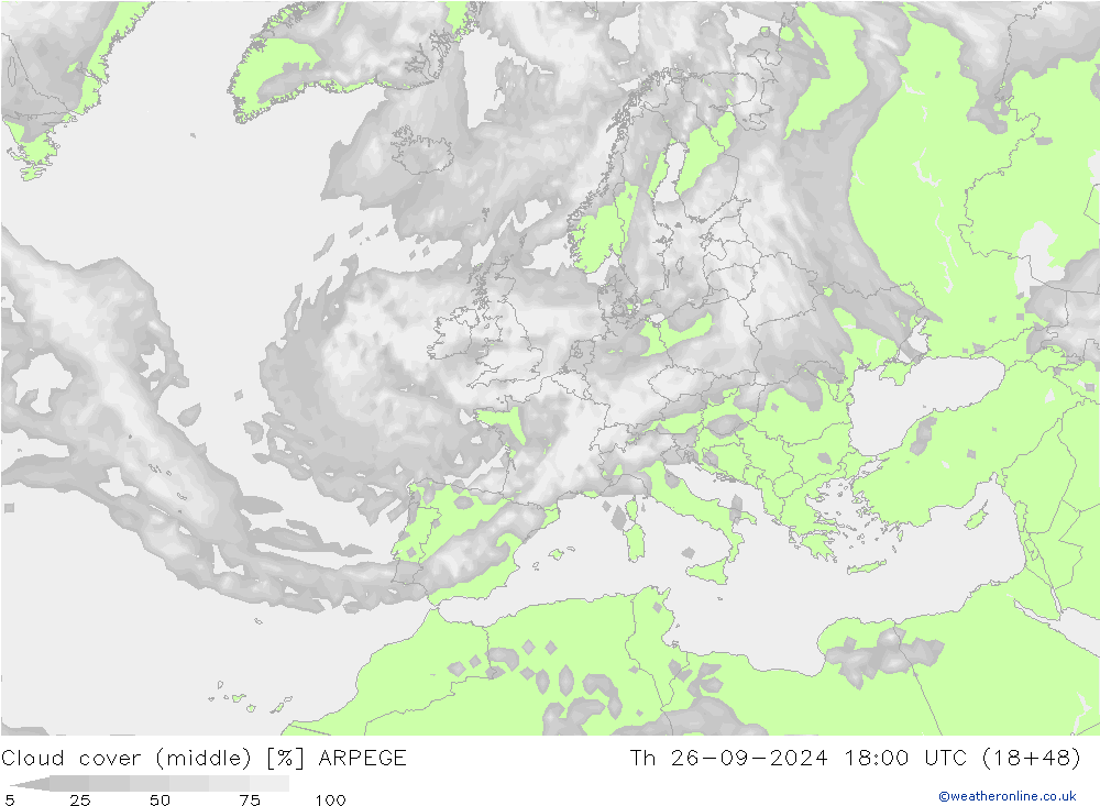 Nubi medie ARPEGE gio 26.09.2024 18 UTC