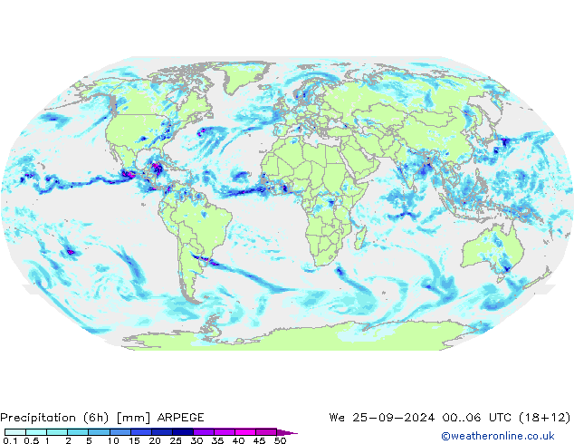 Precipitation (6h) ARPEGE St 25.09.2024 06 UTC