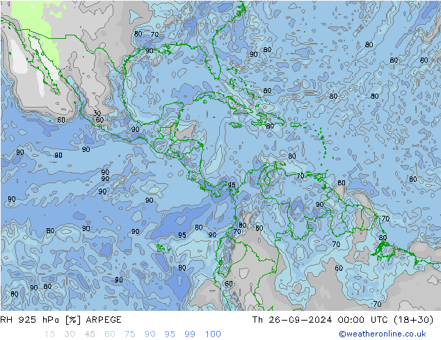 RH 925 hPa ARPEGE Do 26.09.2024 00 UTC