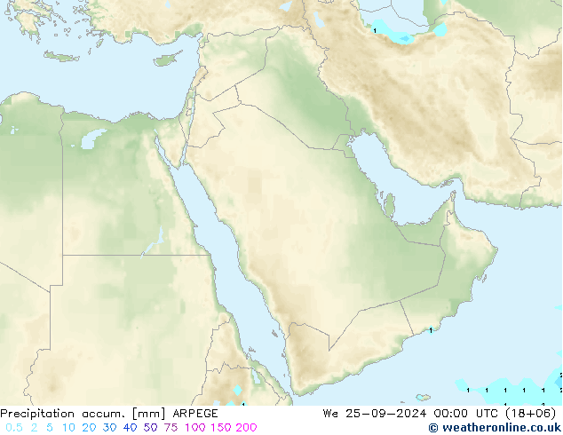 Precipitation accum. ARPEGE We 25.09.2024 00 UTC