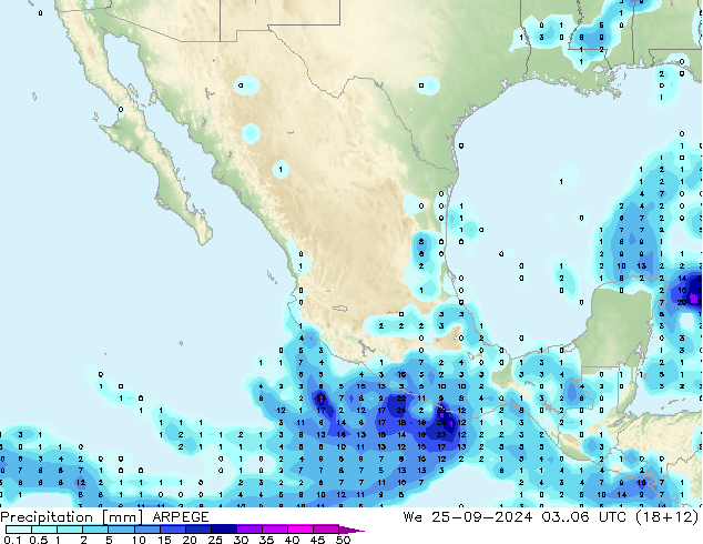 осадки ARPEGE ср 25.09.2024 06 UTC
