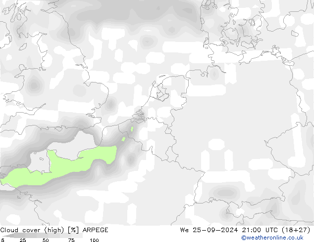 Bulutlar (yüksek) ARPEGE Çar 25.09.2024 21 UTC