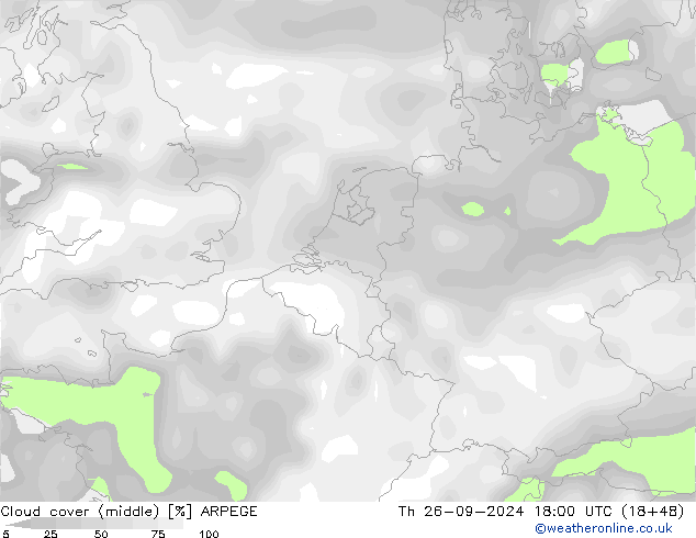 Wolken (mittel) ARPEGE Do 26.09.2024 18 UTC