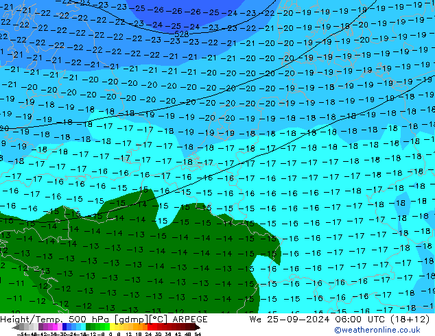 Height/Temp. 500 hPa ARPEGE St 25.09.2024 06 UTC