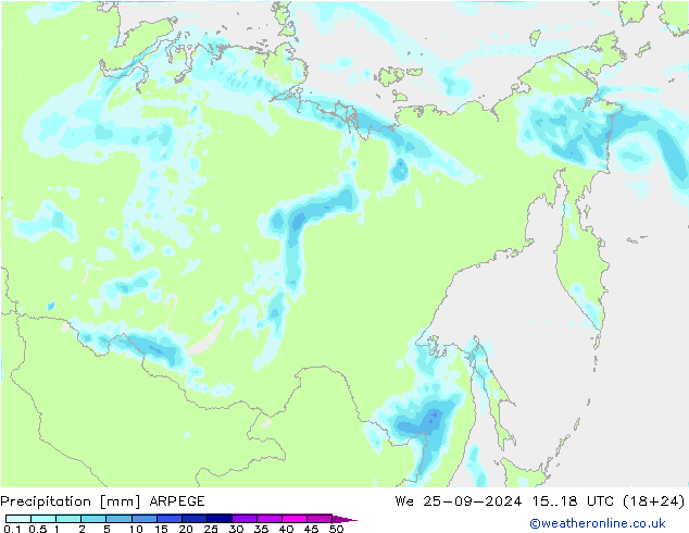 precipitação ARPEGE Qua 25.09.2024 18 UTC