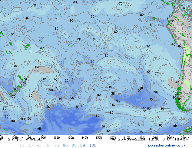 2m Nispi Nem ARPEGE Çar 25.09.2024 18 UTC