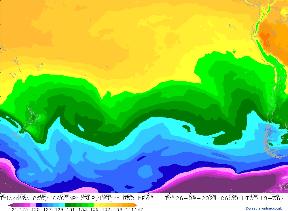 Thck 850-1000 гПа ARPEGE чт 26.09.2024 06 UTC