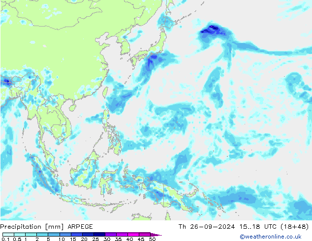 Precipitazione ARPEGE gio 26.09.2024 18 UTC