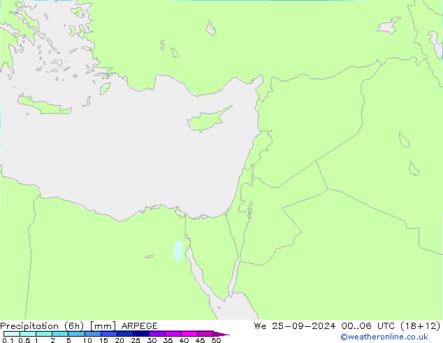 Precipitation (6h) ARPEGE We 25.09.2024 06 UTC