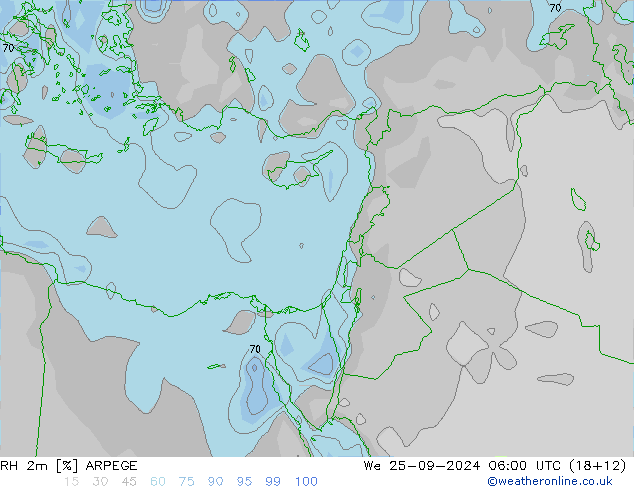 RH 2m ARPEGE We 25.09.2024 06 UTC