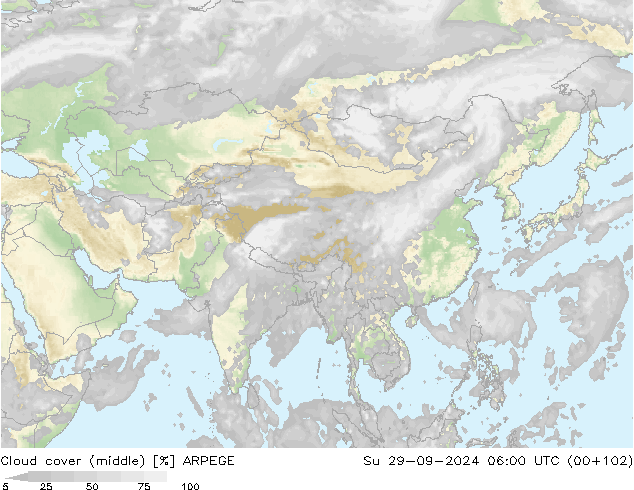 nuvens (médio) ARPEGE Dom 29.09.2024 06 UTC