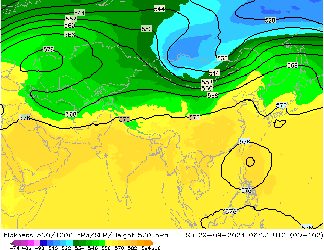 Thck 500-1000hPa ARPEGE Dom 29.09.2024 06 UTC