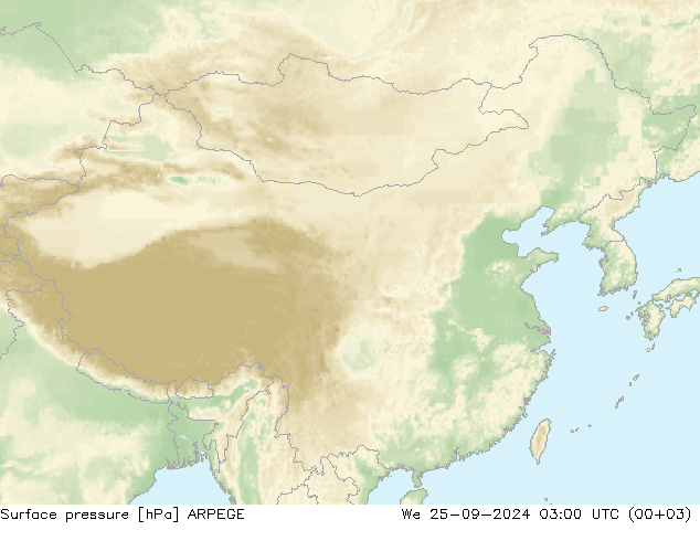 地面气压 ARPEGE 星期三 25.09.2024 03 UTC