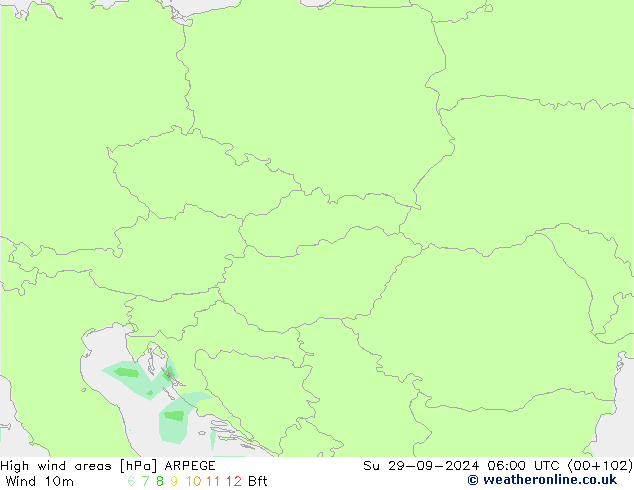 Izotacha ARPEGE nie. 29.09.2024 06 UTC