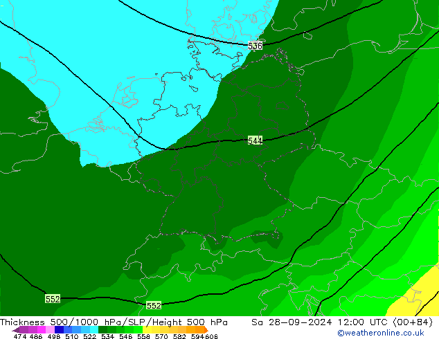 Thck 500-1000hPa ARPEGE Sa 28.09.2024 12 UTC