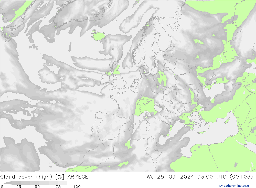 nuvens (high) ARPEGE Qua 25.09.2024 03 UTC