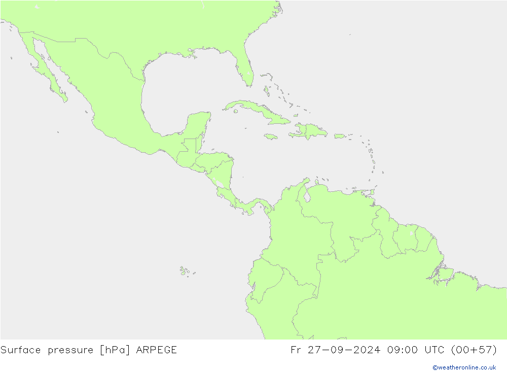 Atmosférický tlak ARPEGE Pá 27.09.2024 09 UTC