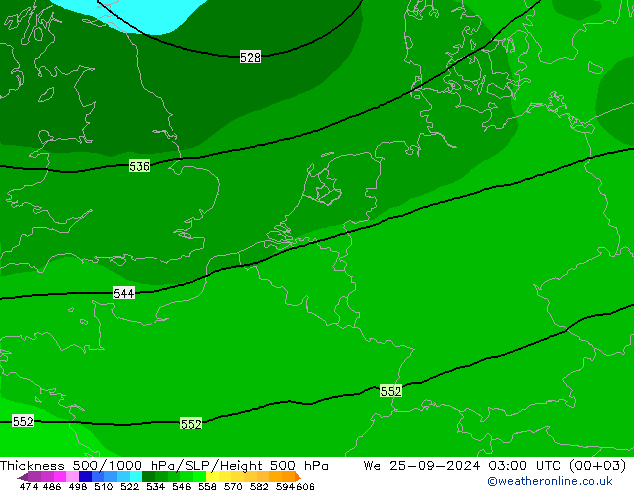 500-1000 hPa Kalınlığı ARPEGE Çar 25.09.2024 03 UTC