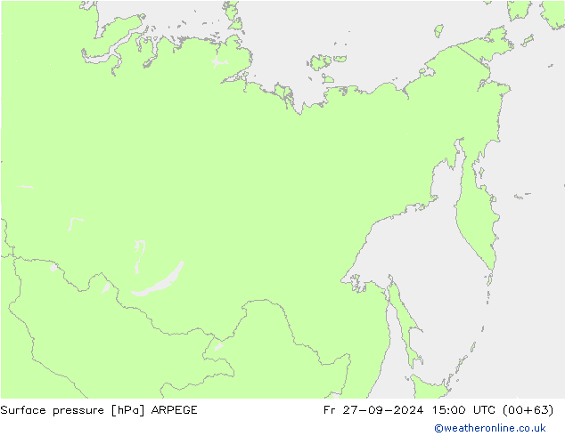 Pressione al suolo ARPEGE ven 27.09.2024 15 UTC