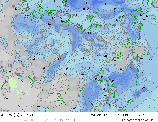 RH 2m ARPEGE We 25.09.2024 09 UTC