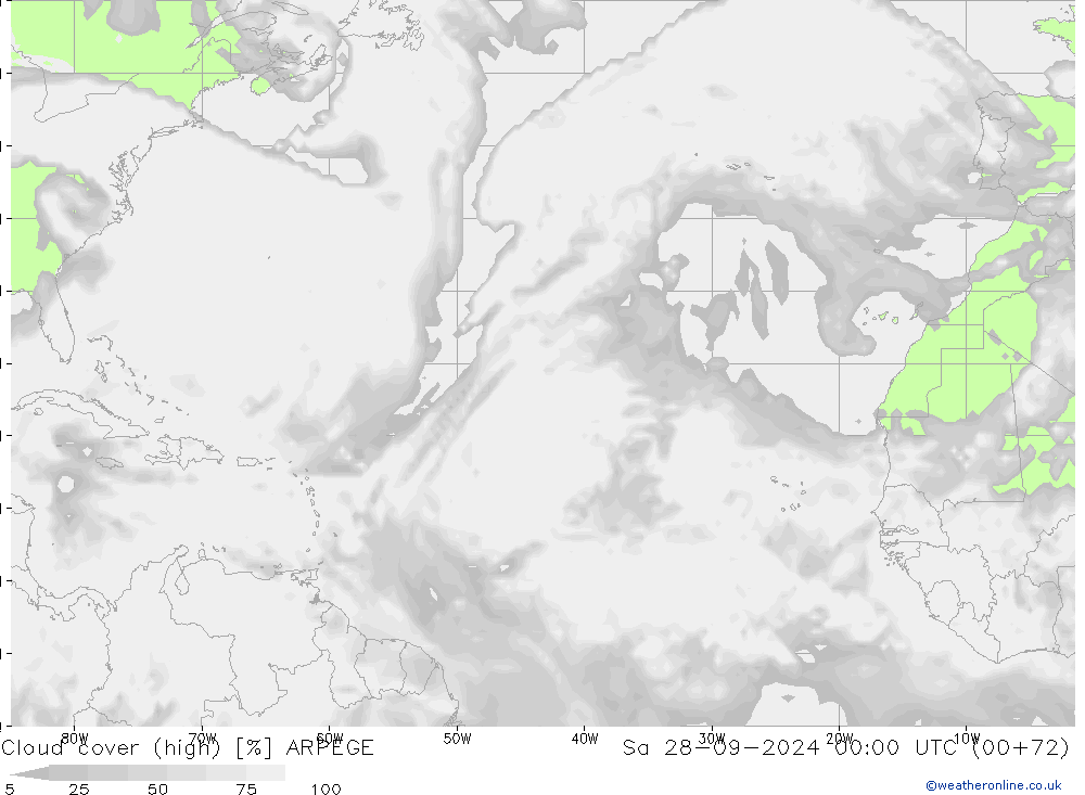 облака (средний) ARPEGE сб 28.09.2024 00 UTC