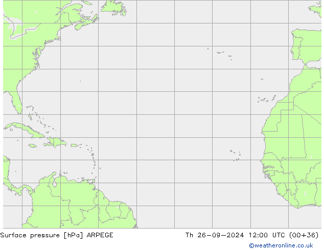 Atmosférický tlak ARPEGE Čt 26.09.2024 12 UTC