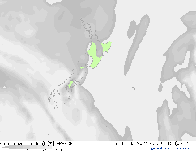 облака (средний) ARPEGE чт 26.09.2024 00 UTC