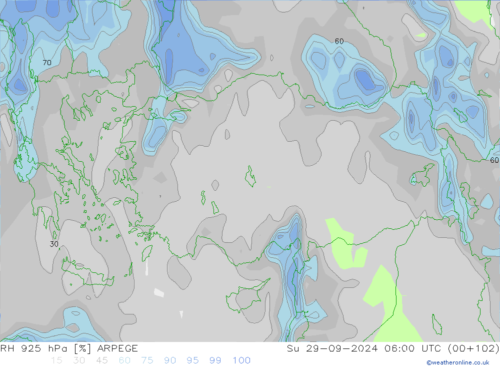 RV 925 hPa ARPEGE zo 29.09.2024 06 UTC