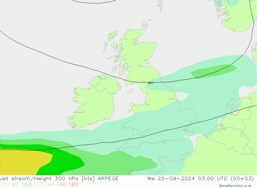 Straalstroom ARPEGE wo 25.09.2024 03 UTC