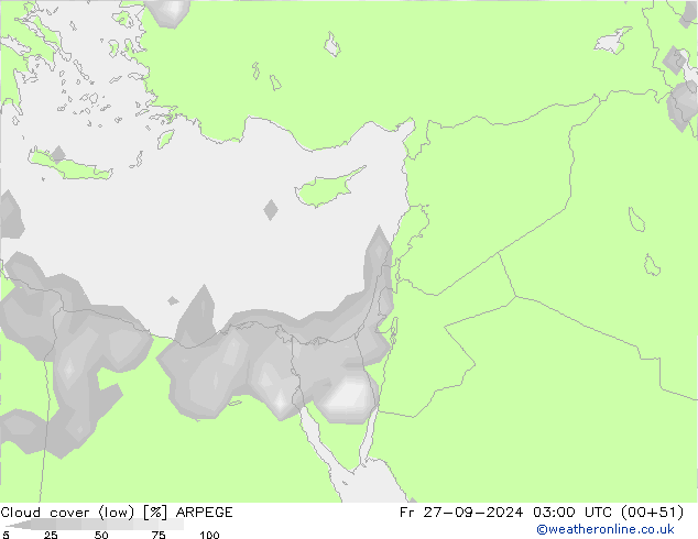 Bulutlar (düşük) ARPEGE Cu 27.09.2024 03 UTC