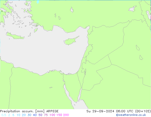 Toplam Yağış ARPEGE Paz 29.09.2024 06 UTC